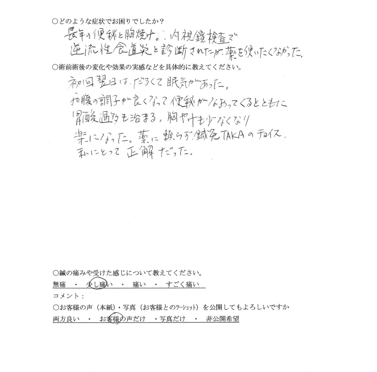 胸やけと便秘を薬を使わずに改善できた